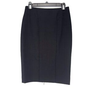 SANDRA ANGELOZZI Pencil Designer Double‎ Back Zip Contemporary Black Skirt sz 32